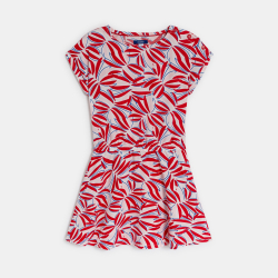 فستان منقوش باللون الأحمر للفتيات